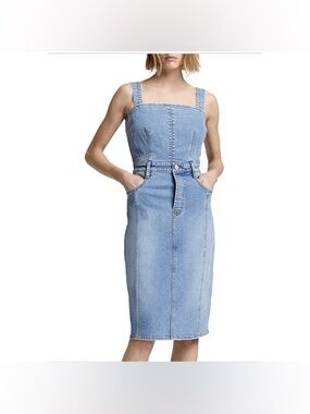 💙 7 For All Mankind Light Blue Denim Overall Dress Large Sleeveless 💙